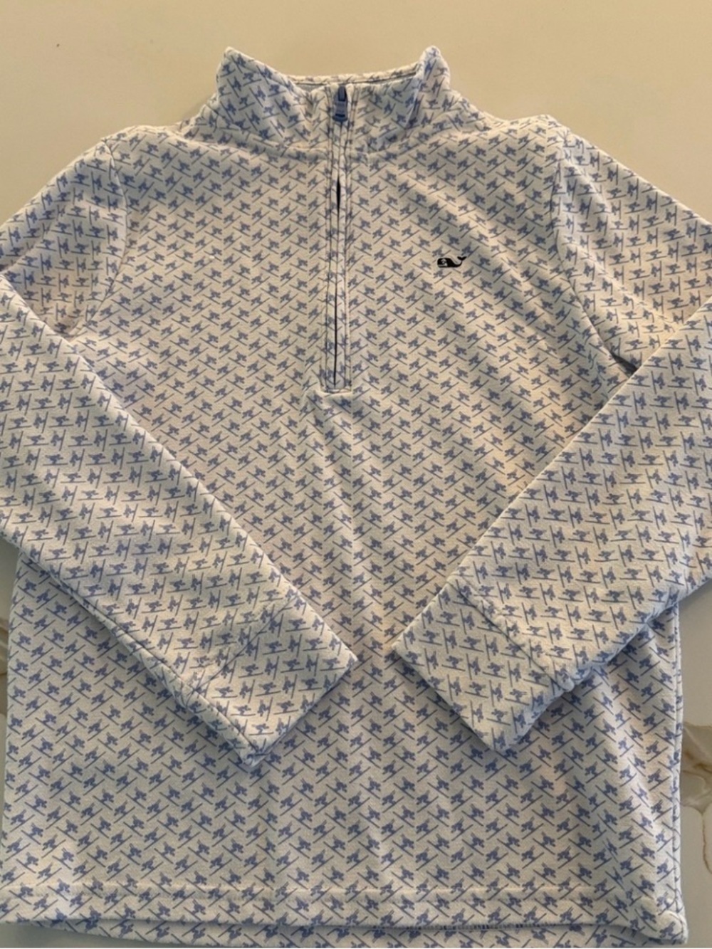 Vineyard Vines Light Blue & White Kids Half-Zip Pullover